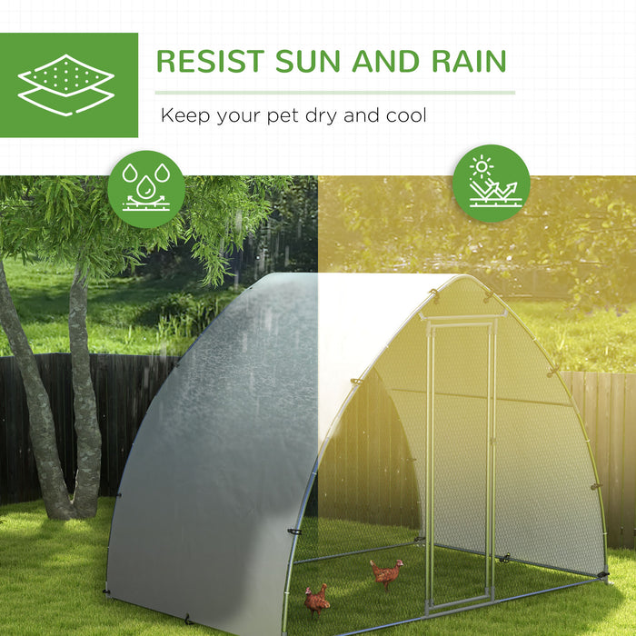 Galvanized Chicken Coop with Weatherproof Cover - Spacious 3 x 1.9 x 2.2m Habitat for Chickens, Ducks, Rabbits - Ideal for Small Farm or Backyard Poultry Enthusiasts
