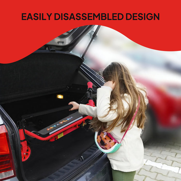 AIYAPLAY Electric Scooter for Kids Ages 6-14, with Dual Brakes, Flash Wheel and Colourful Light, Kids Electric Scooter E Scooter, Up to 12 KM/H & 10 KM, Red