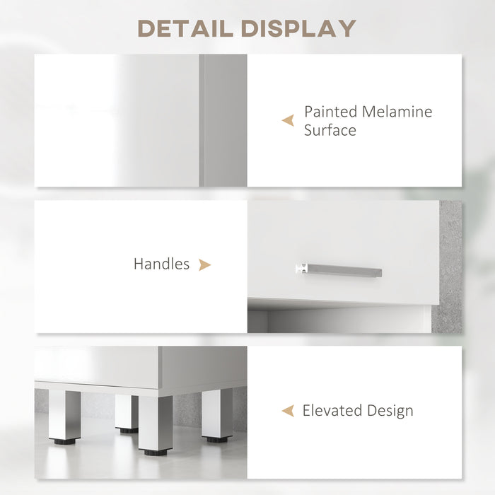 kleankin 71" Tall Slim Bathroom Storage Cabinet, Tall Narrow Cupboard with Drawer, Open Shelves, 2 Doors Cabinets and Adjustable Shelves for Kitchen, Hallway, Living Room, High Gloss White