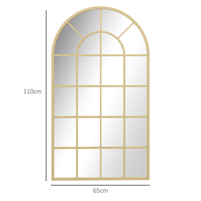 HOMCOM 110 x 65 cm Arched Decorative Wall Mirror for Bedroom Living Room, Modern Window Bathroom Mirror for Home Decor