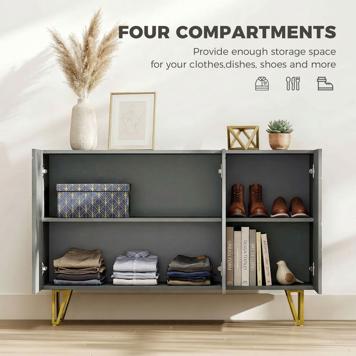 HOMCOM Modern Luxe High Gloss Sideboard, with Hairpin Legs, Grey