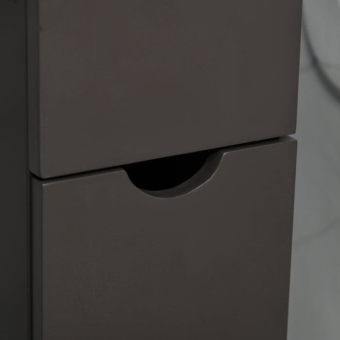 HOMCOM Tall Bathroom Cabinet, Freestanding Bathroom Storage Cabinet with 2-Tier Shelf and Drawers, Narrow Cupboard Storage Unit, Brown