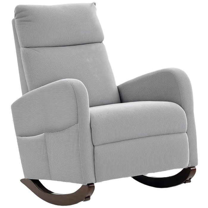 HOMCOM Corduroy Rocking Armchair - Grey
