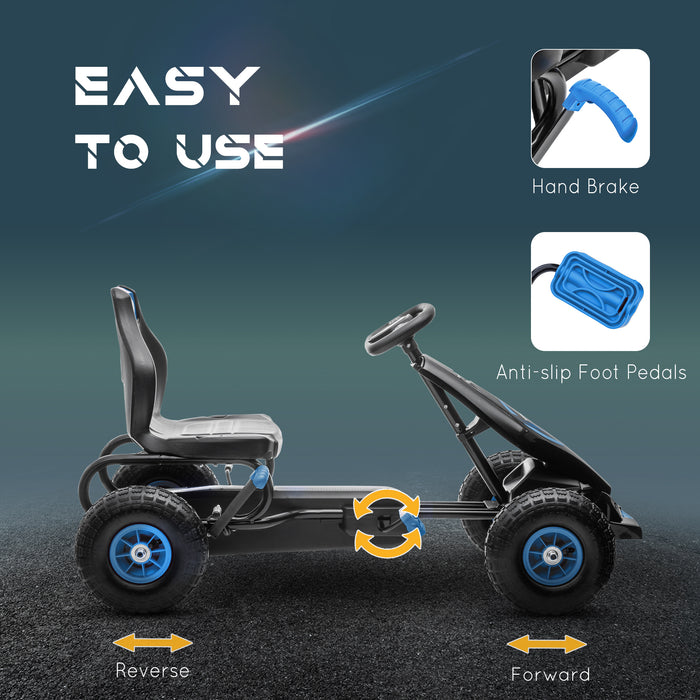 Kids' Blue Pedal Go-Kart - Adjustable Seat & Inflatable Tires for Smooth Rides - Fun Outdoor Activity for Children