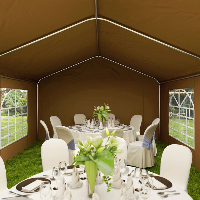 Outsunny 6m x 4m Garden Gazebo, Galvanised Marquee Party Tent with Removable Sides and Windows for Parties, Wedding and Events, Yellow