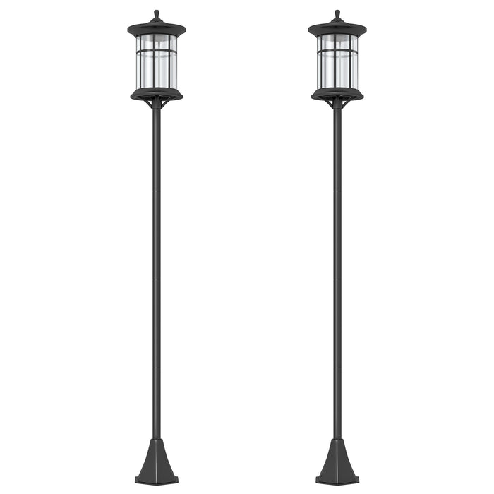 Outsunny Set of Two 1.8m Traditional Style Solar Lamp Posts - Black