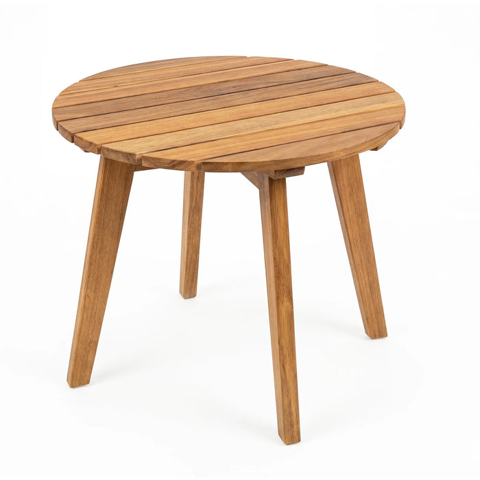 Acacia Wood Outdoor Side Table with Slatted Top