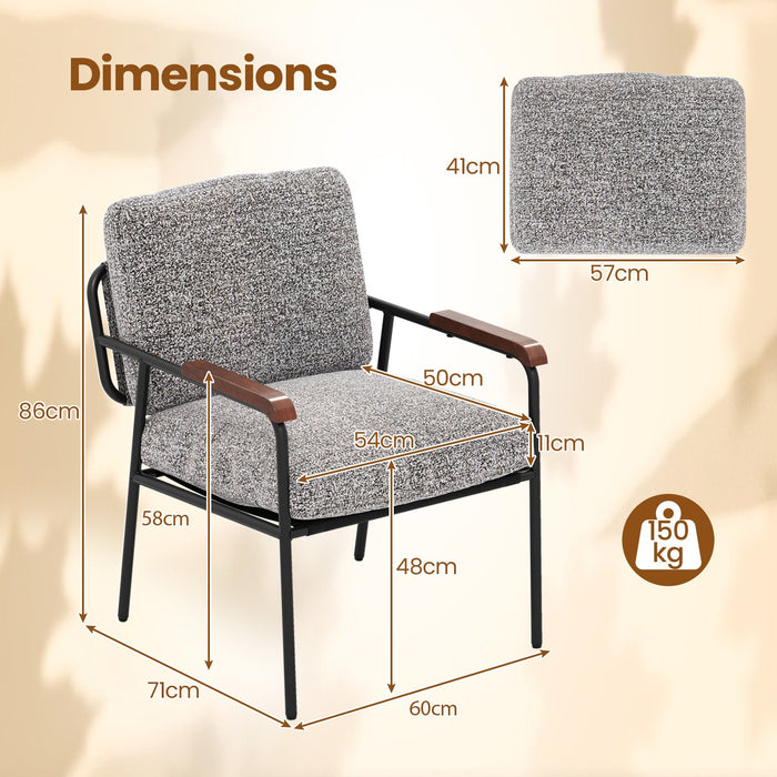 Accent Chair with Back Pillow and Wide Cushioned Seat-