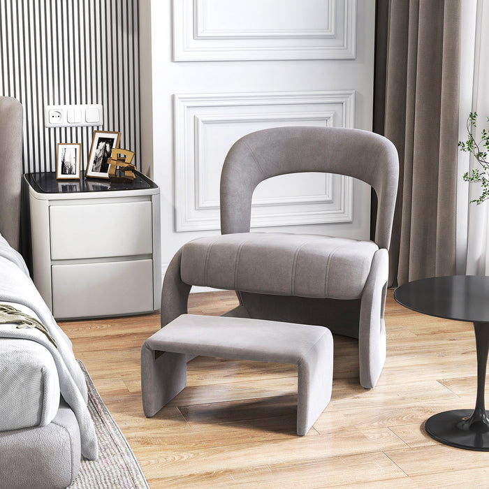 Accent Chair with Ottoman and Open Curved Back-