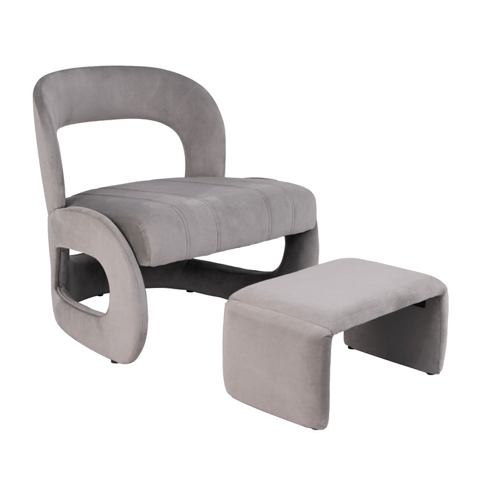 Accent Chair with Ottoman and Open Curved Back-
