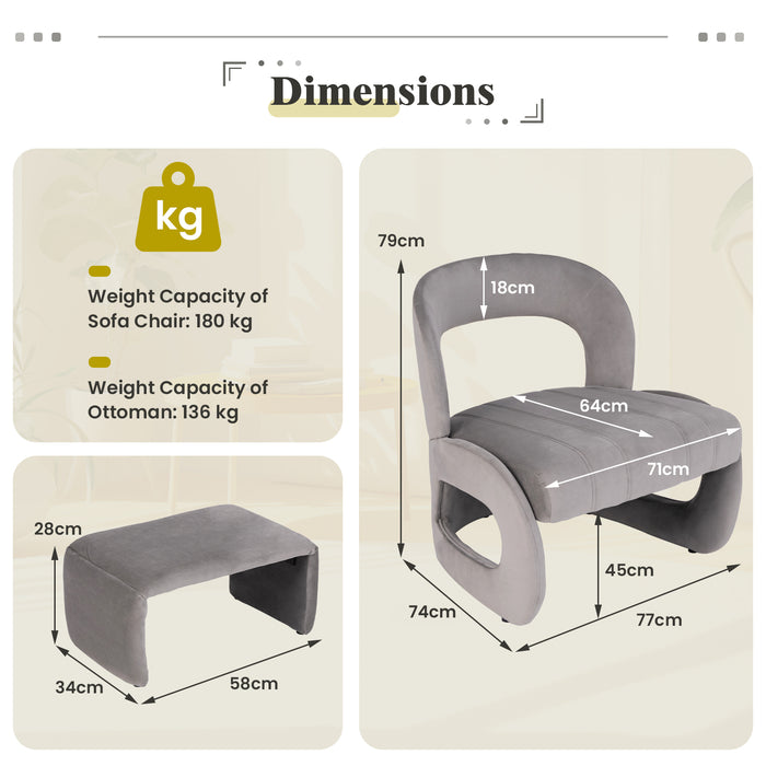 Accent Chair with Ottoman and Open Curved Back-