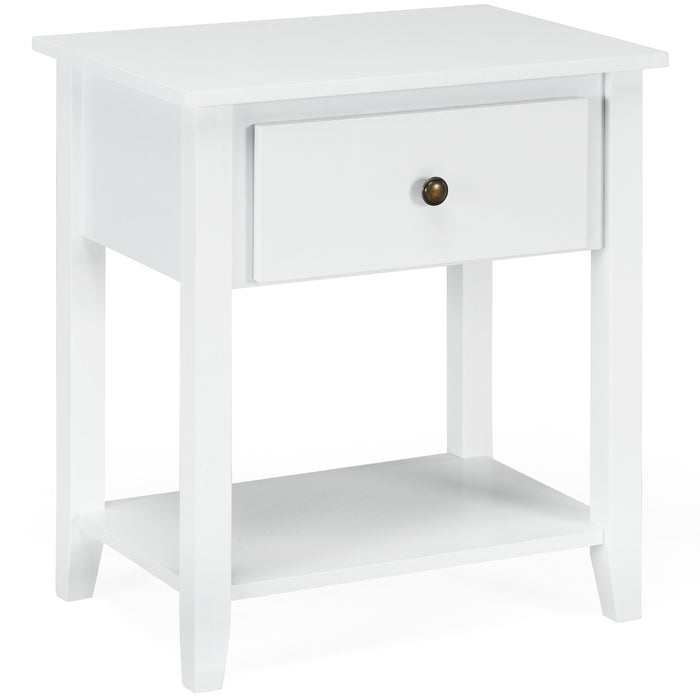Accent Table Narrow Side End Table with 1 Drawer and Open Storage Shelf-