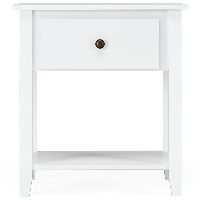 Accent Table Narrow Side End Table with 1 Drawer and Open Storage Shelf-