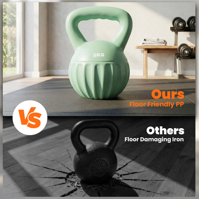 SPORTNOW Kettlebell for Strength Training Kettle Bell with Non-Slip Handle 8 kg Green