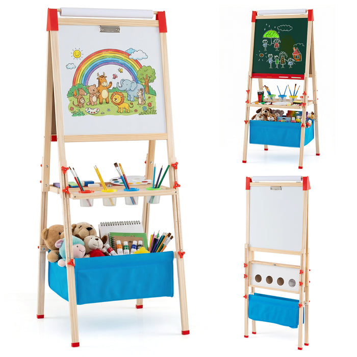 Adjustable Art Easel with Magnetic Chalkboard and Whiteboard-