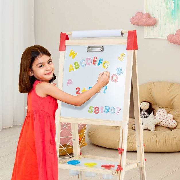 Adjustable Double Sided Kids Wooden Art Easel-