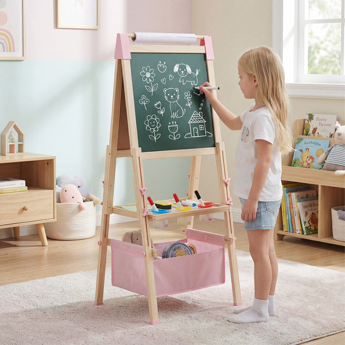 Adjustable Double Sided Kids Wooden Art Easel-