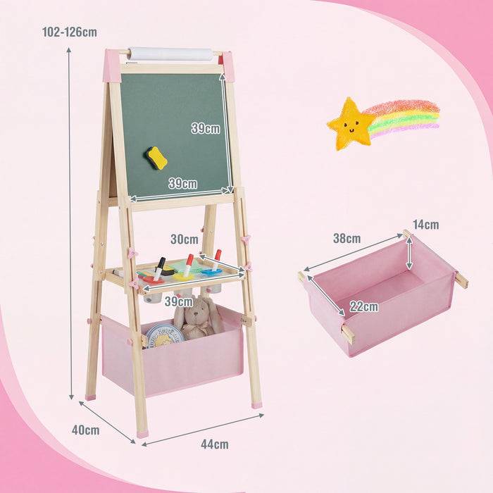 Adjustable Double Sided Kids Wooden Art Easel-