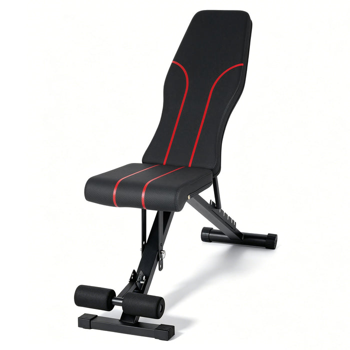 Adjustable Foldable Black Dumbbell Bench with PU Upholstery and Heavy-Duty Iron Frame for Home Gym and Strength Training