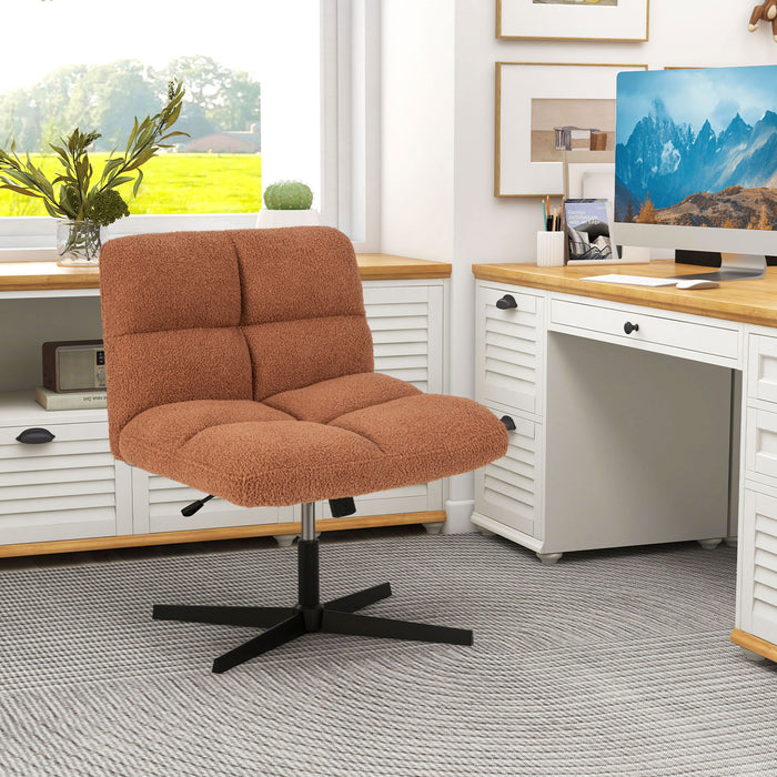 Adjustable Armless Office Chair with Imitation Lamb Fleece-