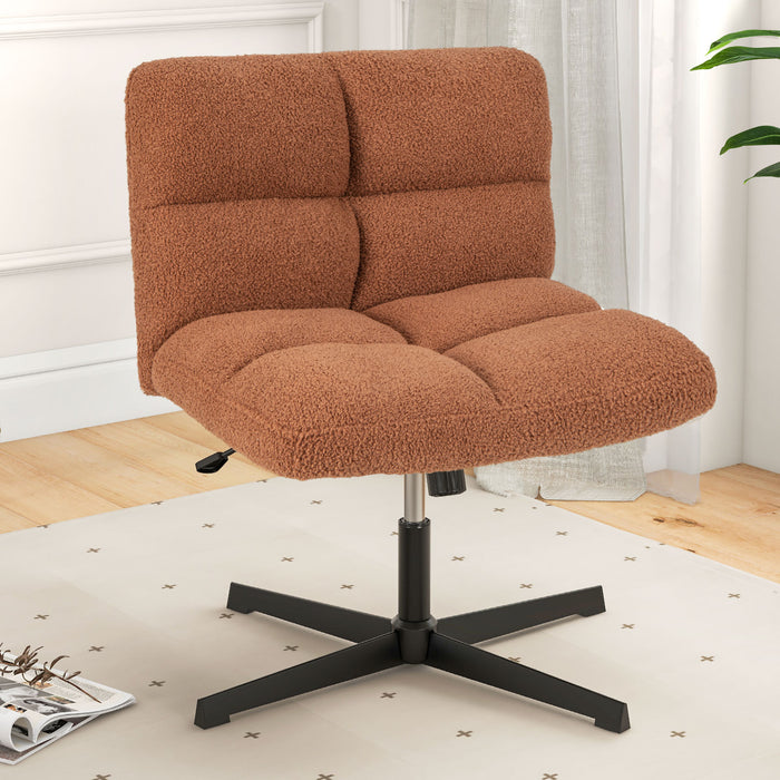 Adjustable Armless Office Chair with Imitation Lamb Fleece-