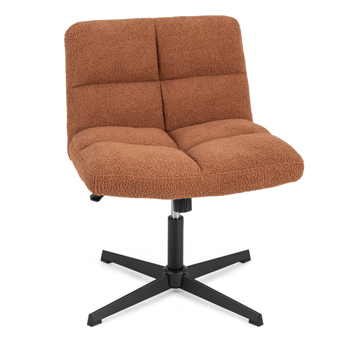 Adjustable Armless Office Chair with Imitation Lamb Fleece-