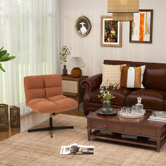 Adjustable Armless Office Chair with Imitation Lamb Fleece-