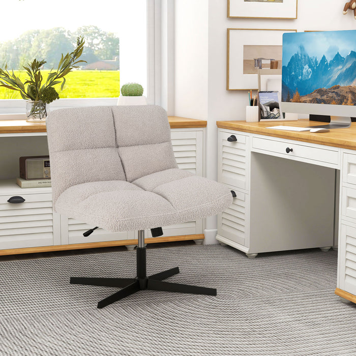 Adjustable Armless Office Chair with Imitation Lamb Fleece-