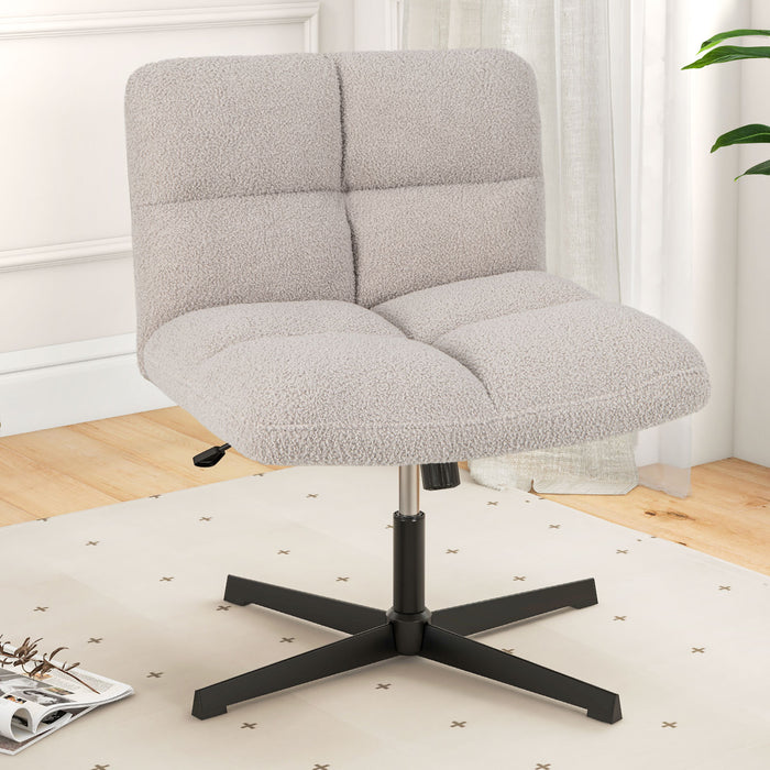 Adjustable Armless Office Chair with Imitation Lamb Fleece-