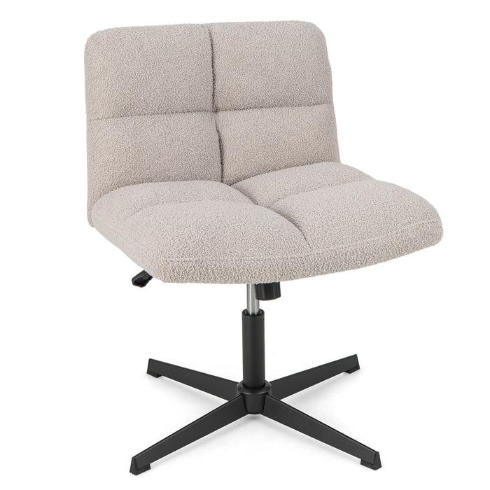 Adjustable Armless Office Chair with Imitation Lamb Fleece-