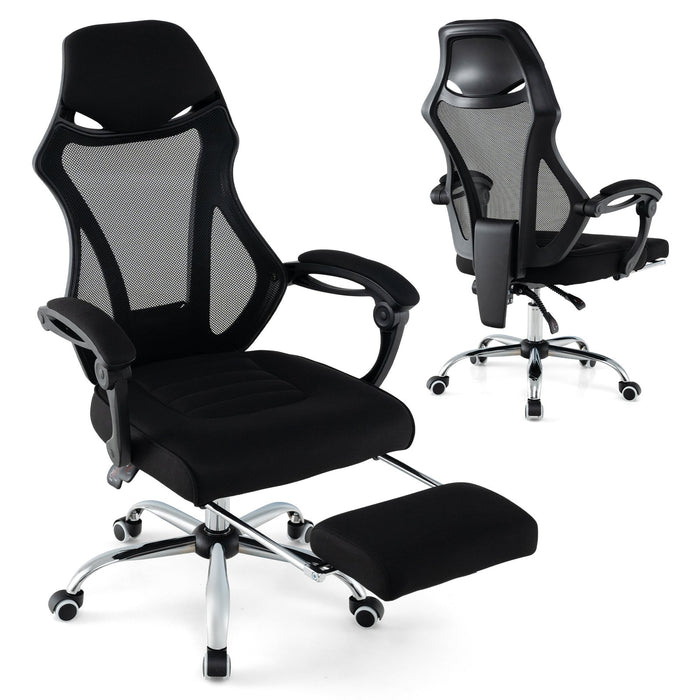 Adjustable Ergonomic Mesh Office Chair with Footrest-