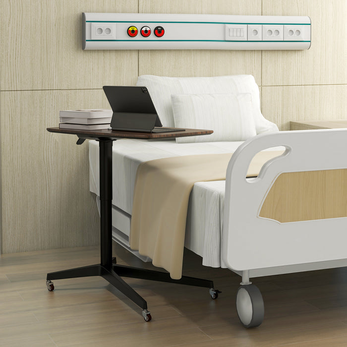 Adjustable Mobile Pneumatic Bedside Table with Lockable Wheels-