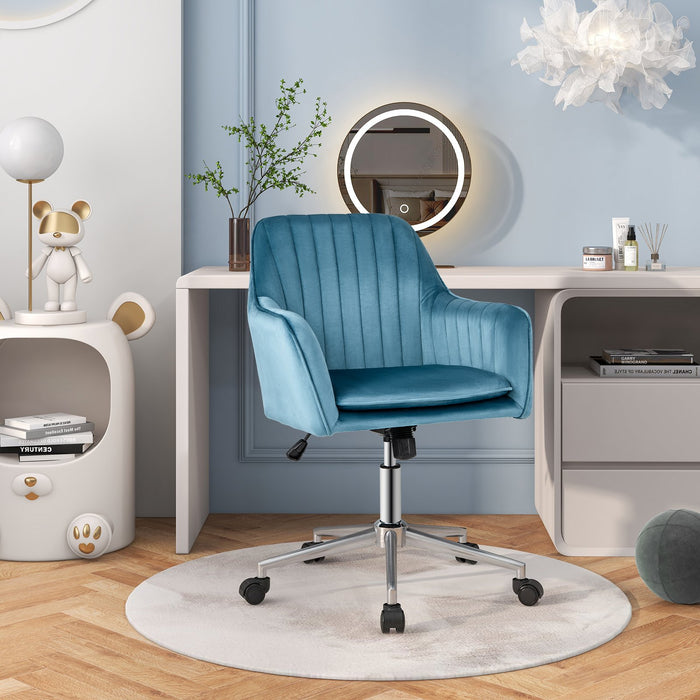 Adjustable Velvet Leisure Chair with 4 Universal Wheels for Daily-