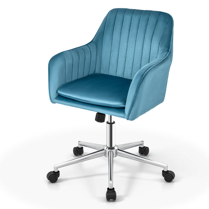 Adjustable Velvet Leisure Chair with 4 Universal Wheels for Daily-