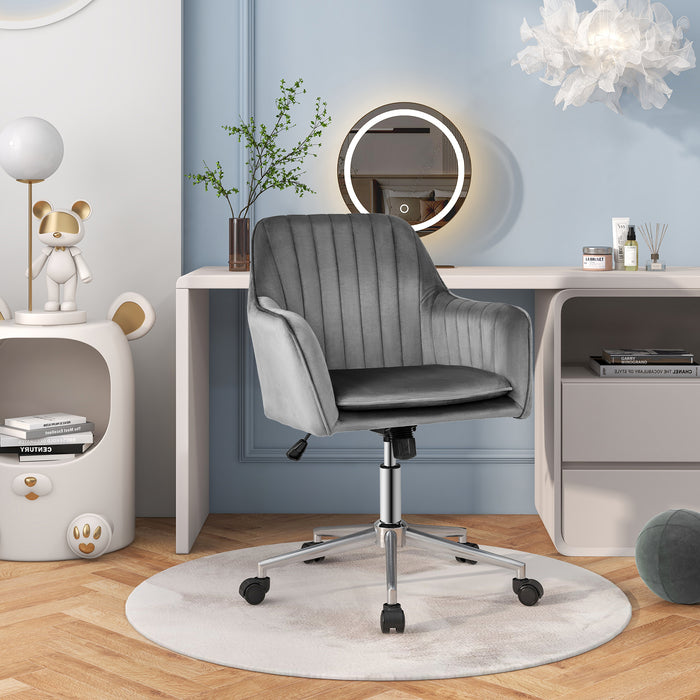 Adjustable Velvet Leisure Chair with 4 Universal Wheels for Daily-