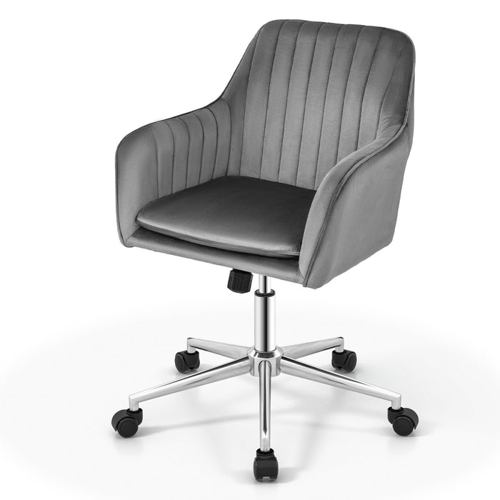 Adjustable Velvet Leisure Chair with 4 Universal Wheels for Daily-