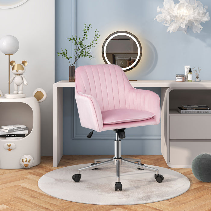 Adjustable Velvet Leisure Chair with 4 Universal Wheels for Daily-