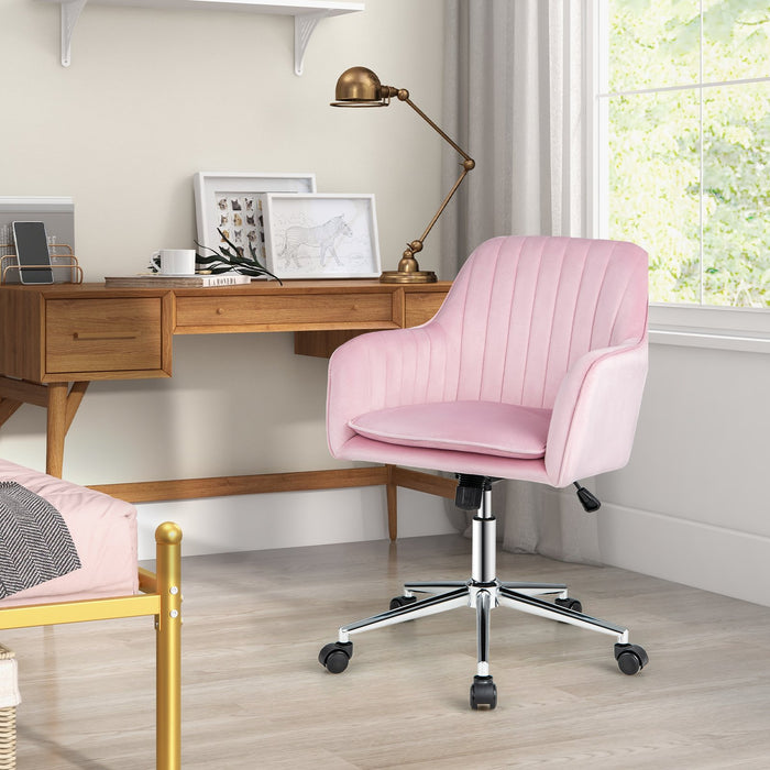 Adjustable Velvet Leisure Chair with 4 Universal Wheels for Daily-