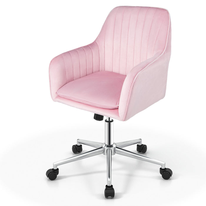 Adjustable Velvet Leisure Chair with 4 Universal Wheels for Daily-