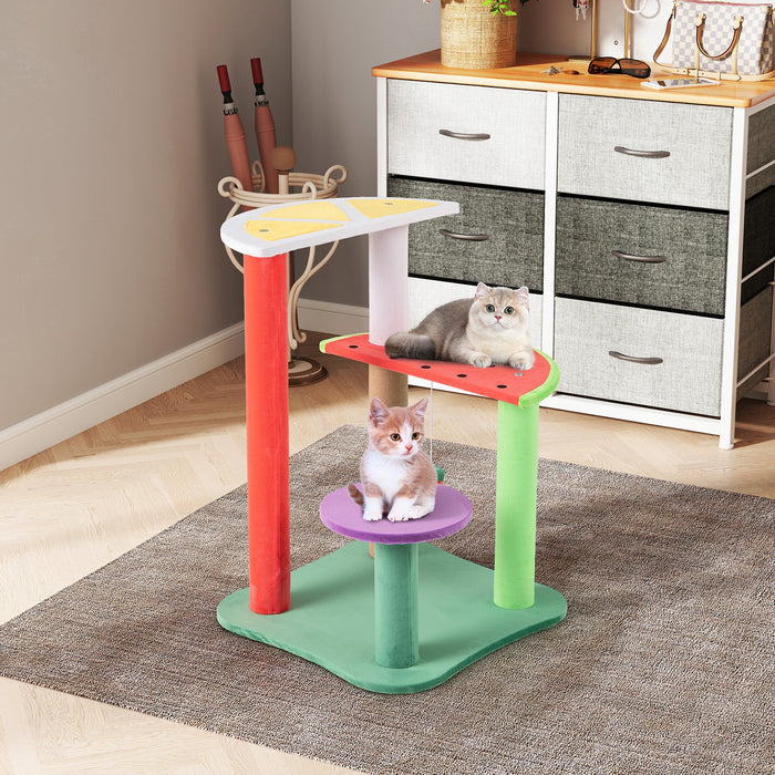 Multi-Level Aesthetic Fruit Cat Tower with Fruit-