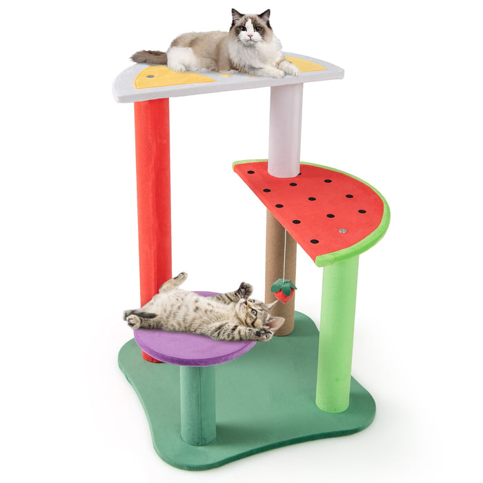 Multi-Level Aesthetic Fruit Cat Tower with Fruit-