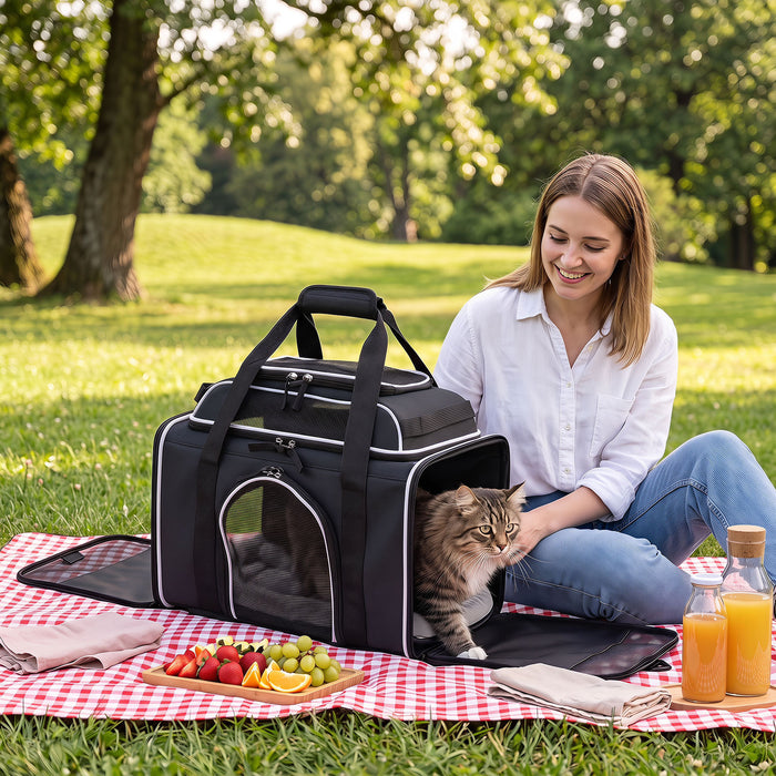 Airline Approved Rolling Cat and Dog Carrier with and Telescopic Handle-