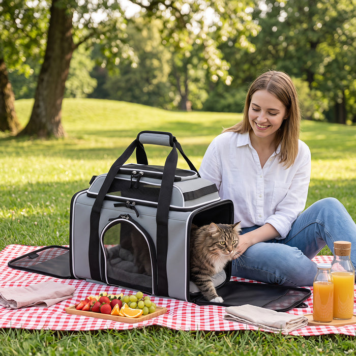Airline Approved Rolling Cat and Dog Carrier with and Telescopic Handle-