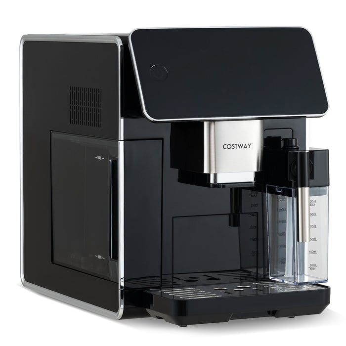 All-in-One Grind and Brew Coffee Maker with Milk Frother and Auto Self-