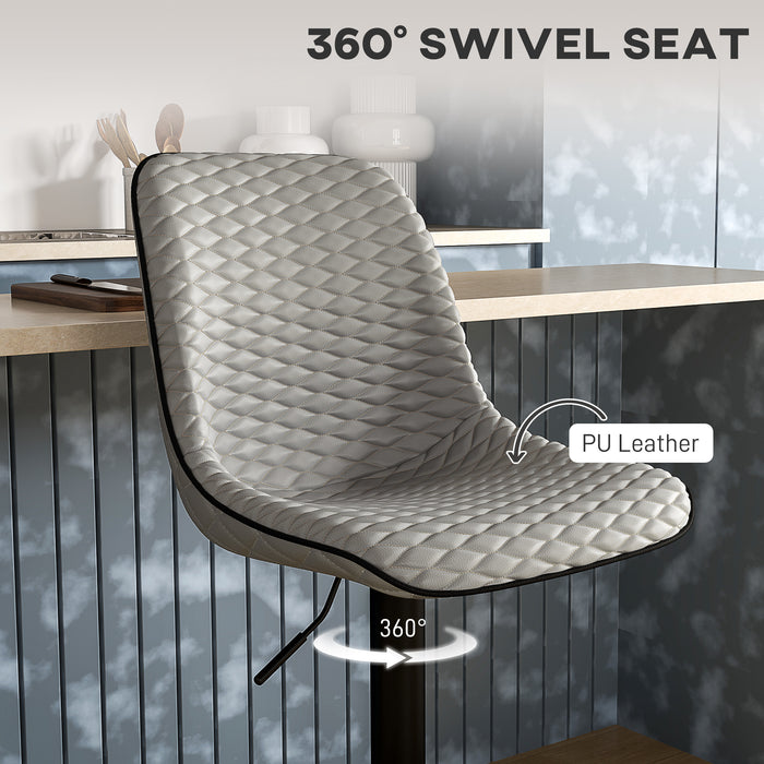 HOMCOM Set of Two Faux Leather Bar Stools - Grey