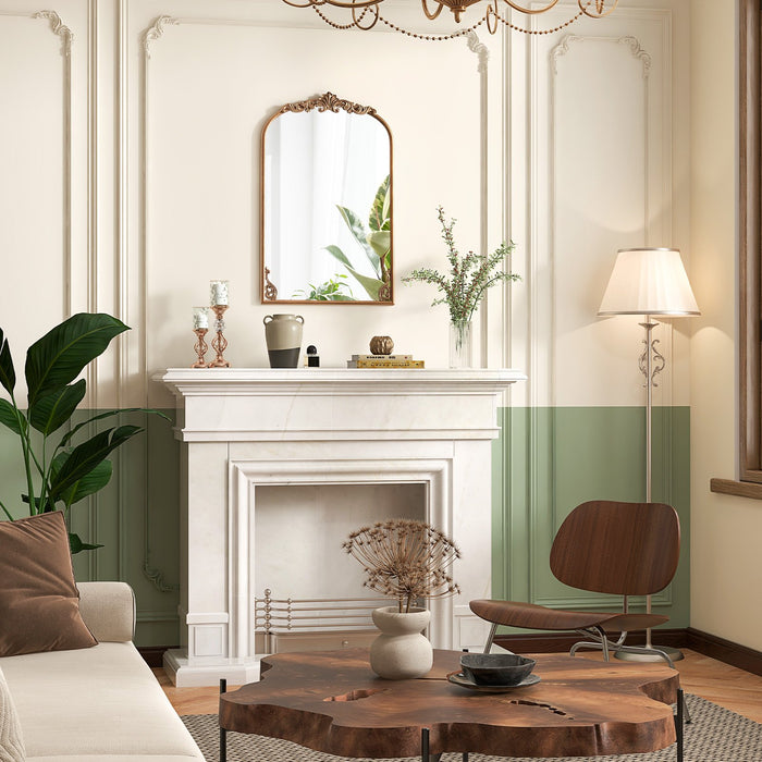 Antiqued Gold Wall Mirror with Baroque Ornate Frame-S