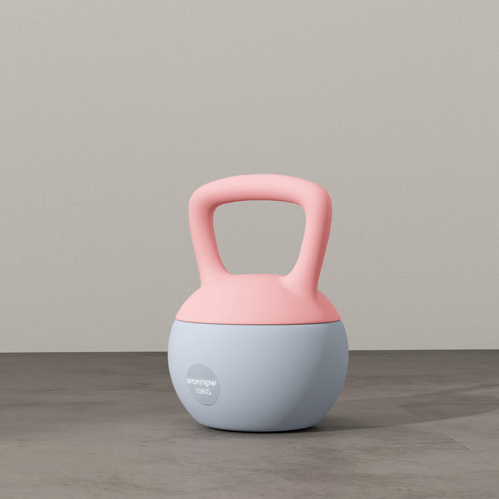 SPORTNOW 10KG Soft Kettlebell, Kettlebell with Non-Slip Handle for Home Gym, Weight Lifting, Strength Training, Pink/Grey
