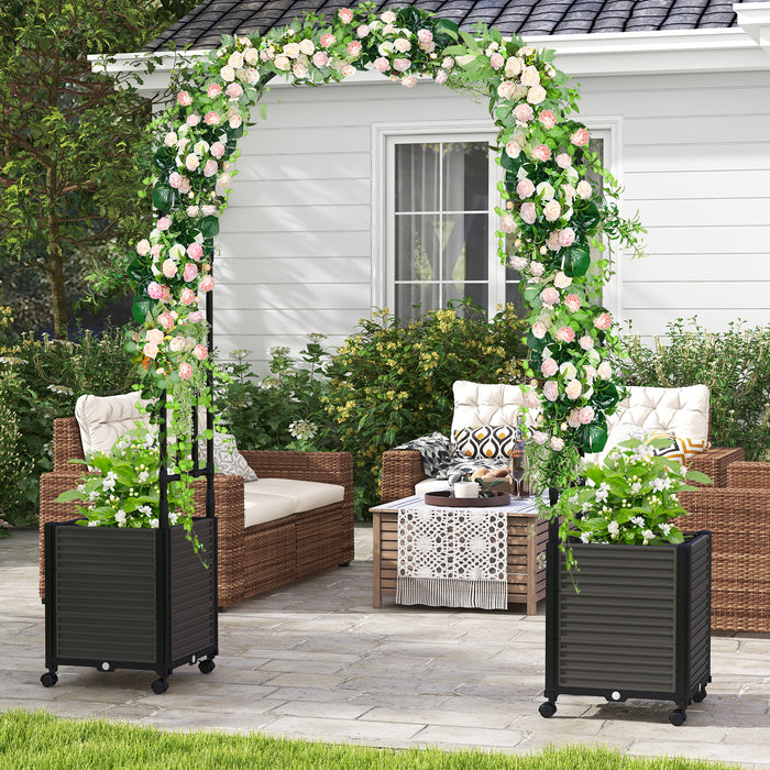 Arch Arbor - Trellis Planter Boxes with Self-Watering System and Wheels - Perfect Gardening Solution for Mobile Cultivation