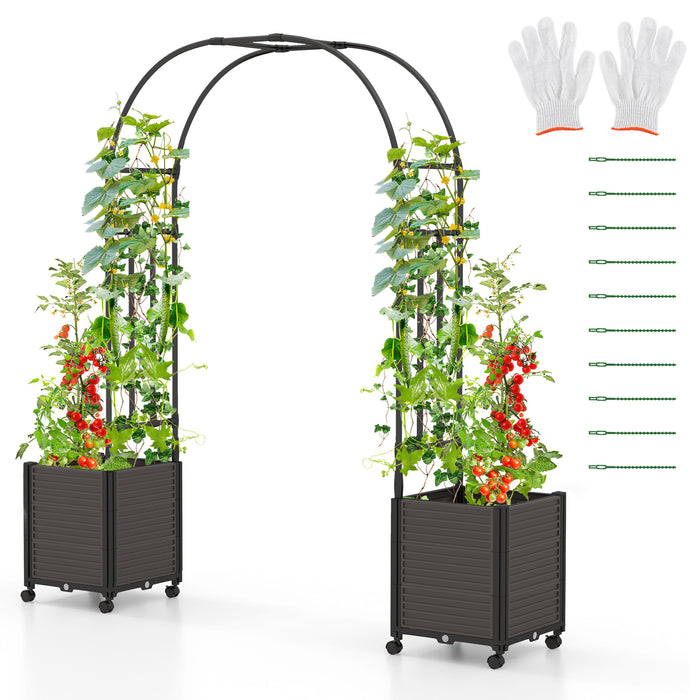 Arch Arbor - Trellis Planter Boxes with Self-Watering System and Wheels - Perfect Gardening Solution for Mobile Cultivation