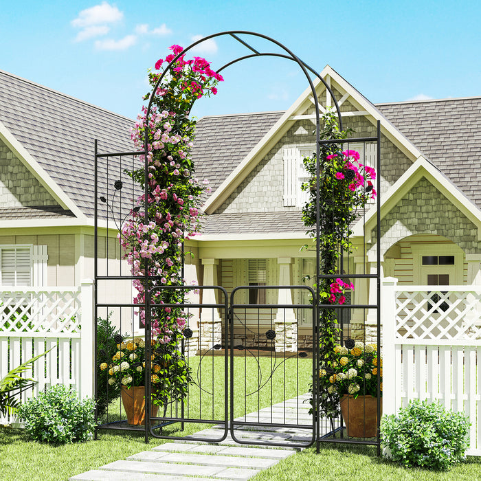 220 cm Tall Garden Arch with Lockable Gate and Heavy-